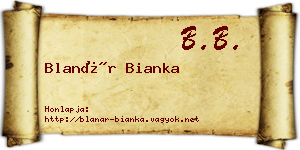 Blanár Bianka névjegykártya